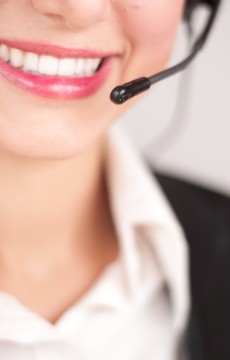 Business Frau mit Headset, Teilansicht