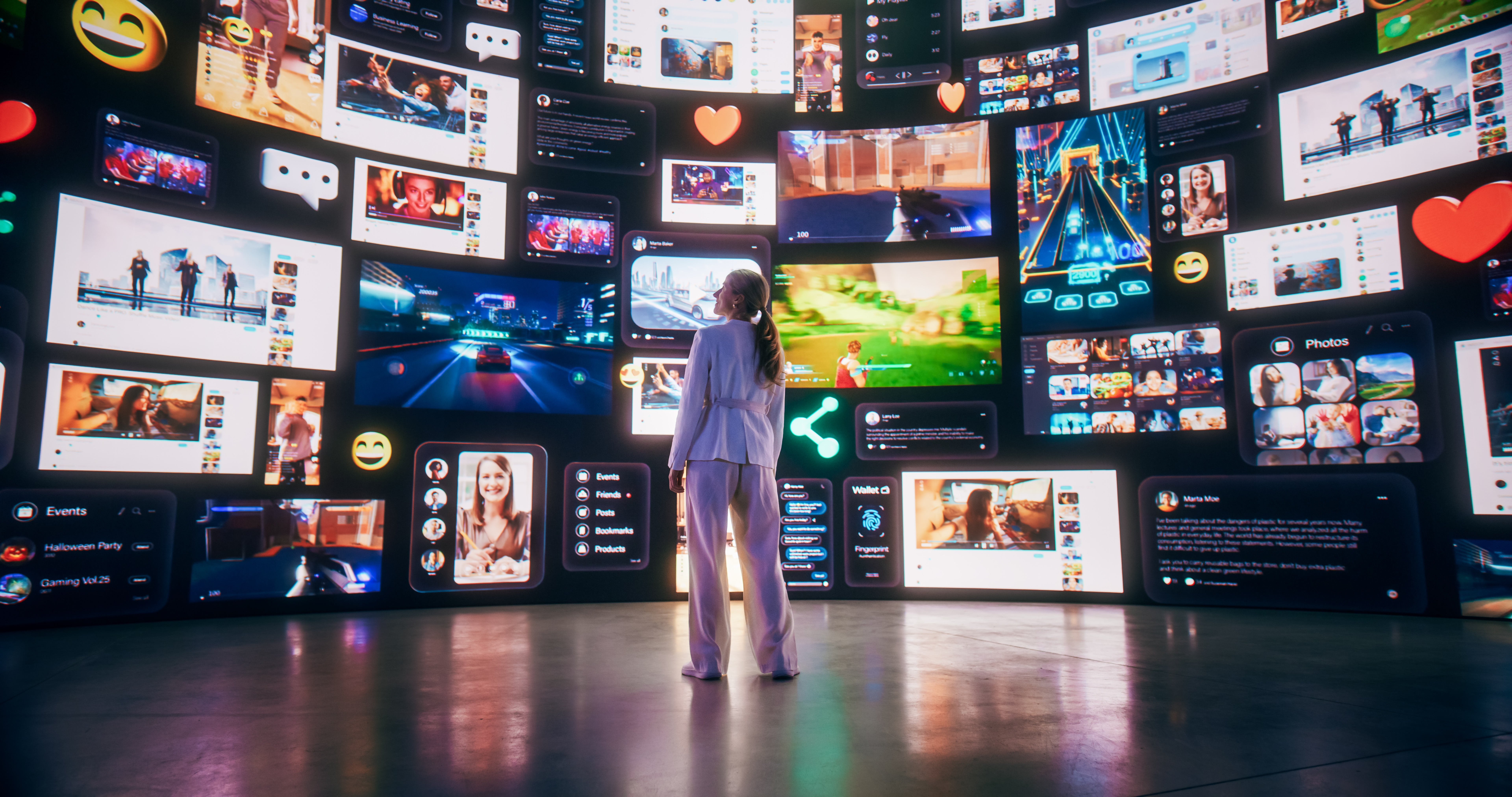 Bildschirme mit Online-Media-Content