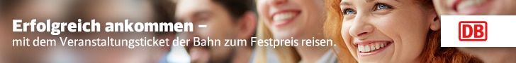 Bild_DB_Banner Banner "Erfolgreich ankommen" mit lächelnder Frau