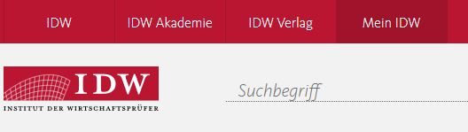 IDW Website Kopfleiste eingeloggt mit Mein IDW
