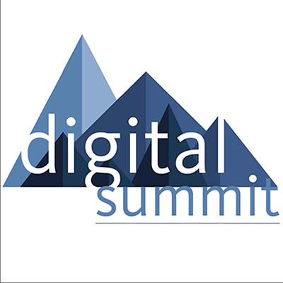 Blaue Gipfel mit Schriftzug Digital Summit 