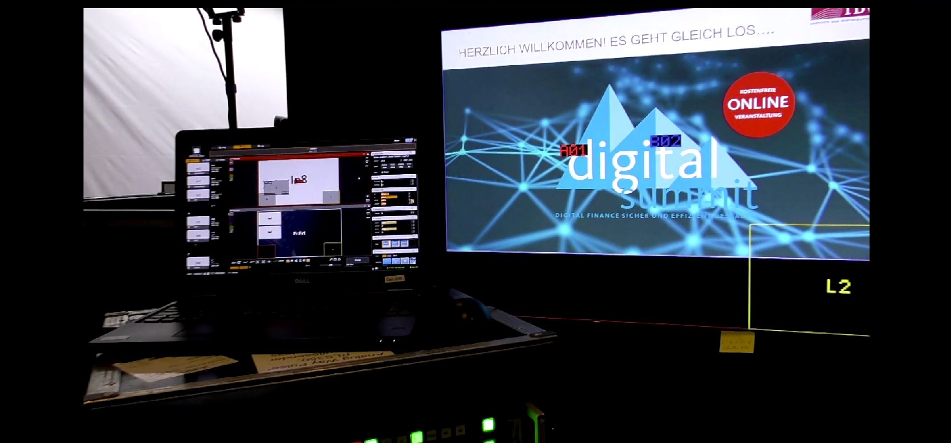 Digital Summit 2020, Studiotechnik mit Bildschirm
