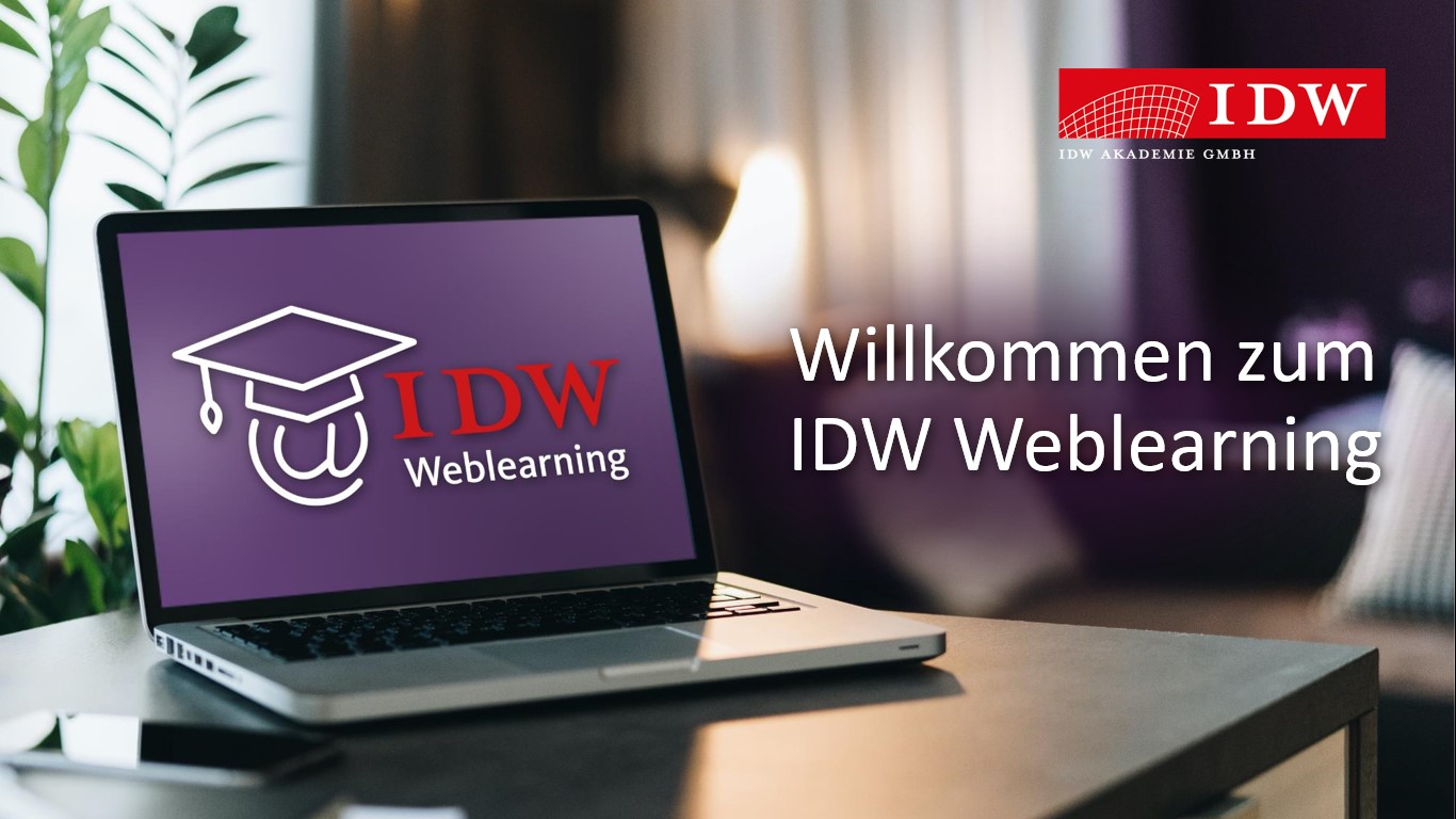 Startbildschirm "Willkommen zum Weblearning"