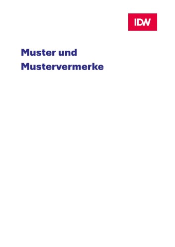 Cover Muster und Mustervermerke